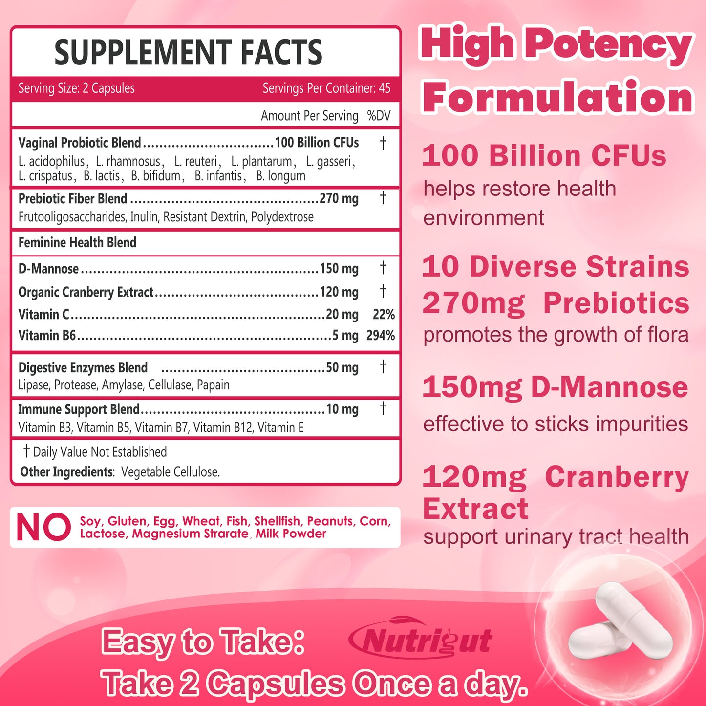 NutriGut Women's Probiotics Ingredient Information