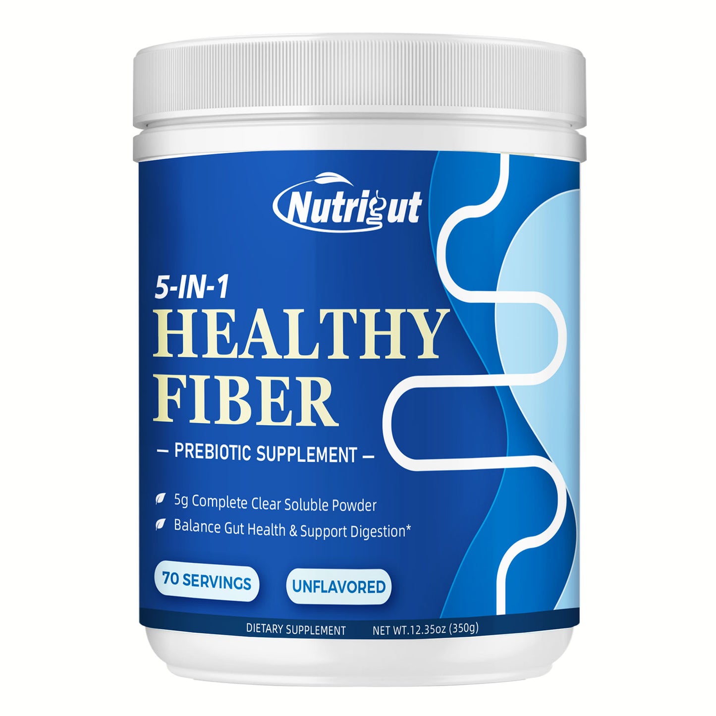 Prebiotic Fiber Supplement Powder with Acacia & Inulin for Digestive Health & Regularity, 5g Soluble Fiber, Vegan, Gluten & Sugar Free, 70 Servings