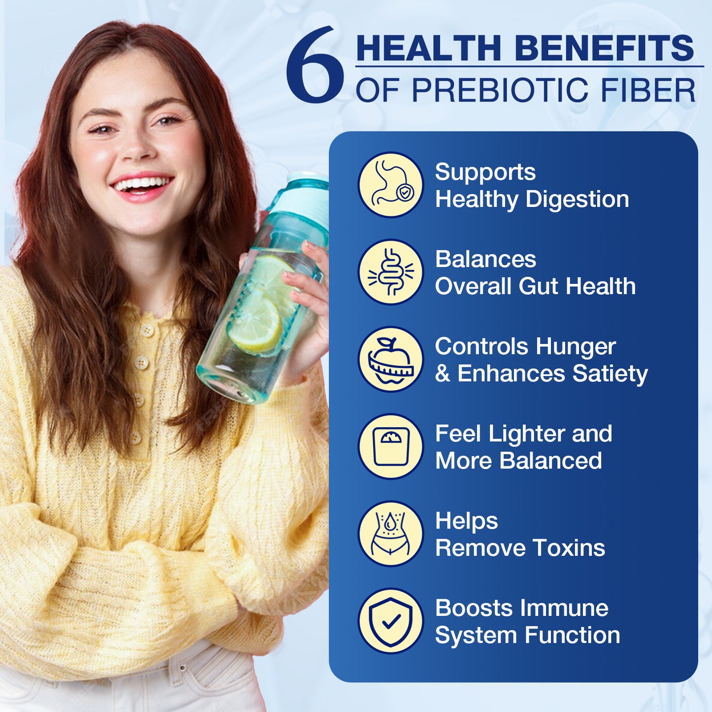 Prebiotic Fiber Supplement Powder with Acacia & Inulin for Digestive Health & Regularity, 5g Soluble Fiber, Vegan, Gluten & Sugar Free, 70 Servings
